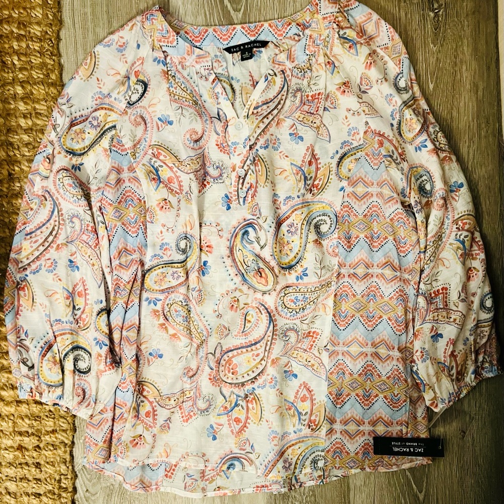 Zac and Rachel Paisley Flowy V-Neck Top